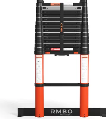 Produktbild von RMBO Professionelle Teleskopleiter 4,4 m lang, Soft-Closing, Max. Belastung 150 kg, EN 131.6, Anlegeleiter, Klappbare Leiter