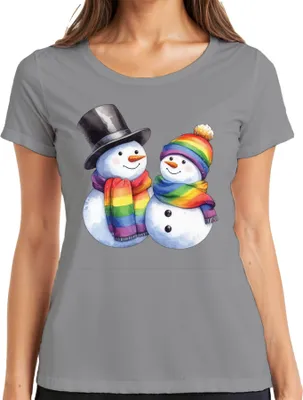 Produktbild von LGBTQ+ Schneemänner - Weihnachten Weihnachtsgeschenk Christmas Damen T-Shirt, Grau, XXL