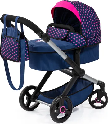 Produktbild von Bayer Design 17054AA Kombi-Puppenwagen Xeo mit Tasche, wandelbar als Jogger, verstellbarer Griff, blau mit Einhorn