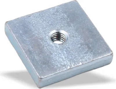 Produktbild von Nutenstein | Gewindeplatte 19x19x4 mm M4 Gewinde mittig | Stahl blau verzinkt
