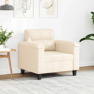Produktbild von Moderner Wohnzimmersessel mit komfortablem Mikrofaserbezug und stabilem Metallgestell in Beige
