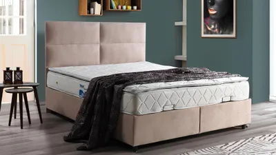 Produktbild von Bett Design Betten Luxus Beige Polster Schlafzimmer Möbel Doppelbetten 160x200