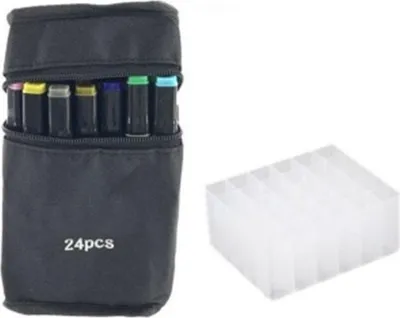 Obrázek produktu pro KIK Oboustranné lihové fixy v pouzdře 24 + základna KX5123