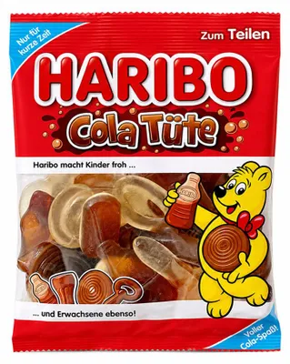 Produktbild von HARIBO Cola Tüte, Fruchtgummi, teilweise mit Schumzucker 175g