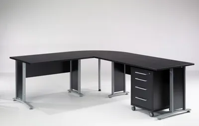 Produktbild von Prima Winkelkombination 230 x 230 cm inkl. Rollcontainer Esche Schwarz