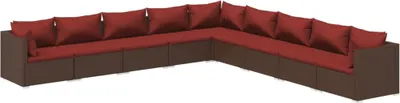 Produktbild von vidaXL 9-tlg. Garten-Lounge-Set mit Kissen Poly Rattan Braun