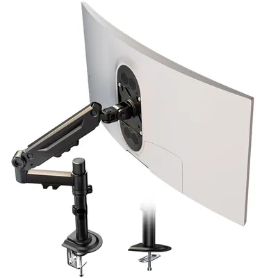 Produktbild von Monitor Halterung 17–40 Zoll mit Gasfederarm, höhenverstellbar, schwenkbar und 360° drehbar, VESA 75/100, bis 12 kg, Schwarz