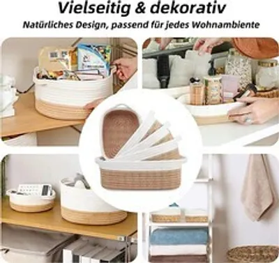 Produktbild von Dekokiste 5er Set Aufbewahrungskörbe,Korb Aufbewahrung Baumwollseil (5 St)