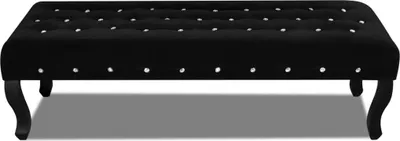 Obrázok produktu pre lavica vidaXL Black Velvet Fabric s krištáľovými kľučkami