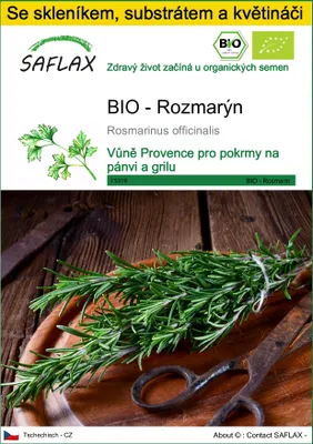 Obrázek produktu pro SAFLAX Kultivační sada - BIO - Rozmarýn - Rosmarinus officinalis - 40 Semena - S mini skleníkem, pěstebním substrátem a 2 květináči
