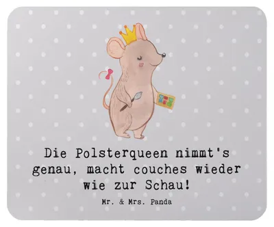 Produktbild von Mr. & Mrs. Panda Mauspad Polsterei Präzision - Grau Pastell - Geschenk, Handwerkskunst, pc mausunterlage, laptop mousepad, Mouse Pad, Couch, Berufsgestaltung, Berufe