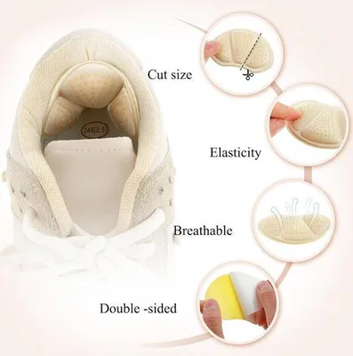 Immagine prodotto di Protezioni per talloni per donne e uomini - cuscinetti autoadesivi e riutilizzabili - set di cuscinetti per talloni - scarpe larghe - taglia troppo grande