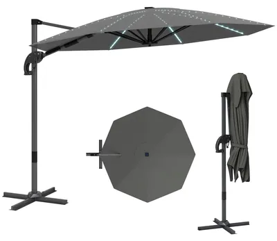 Obrázok produktu pre Outsunny hliníkový konzolový slnečník LED solárny Ø300 cm výškovo nastaviteľný slnečník