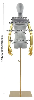 Produktbild von Damen Schaufensterpuppe - Oberkörper-Torso - Höhenverstellbar 150–200 cm - Metallständer - Für Ladendisplay - Grün