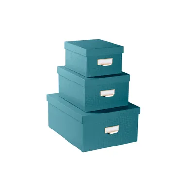 Produktbild von Exacompta Set mit 3 Boxen, Office by me - Bleu canard - 79603E