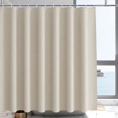 Produktbild von Duschvorhang, Leinenoptik, beige, 200 x 220 cm; Badvorhang, Kunstleinenstoff, schwer, wasserabweisend; Breite 200 x Höhe 220 cm