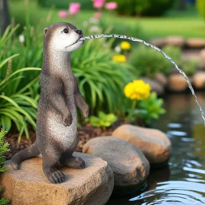Produktbild von Solar Wasserspeier Otter Gartenteichdeko Solarspringbrunnen Wasserspiel Brunnen Gartenbrunnen