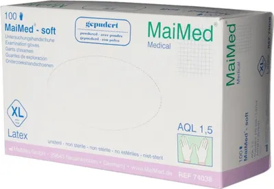 Produktbild von MaiMed soft PF Latex Handschuhe puderfrei 100 Stk. Gr. XL