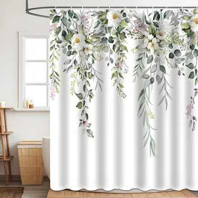 Obrázok produktu pre Sprchový záves 180 x 200 cm, do kúpeľne, vodotesný, polyester, biely, 12 krúžkov