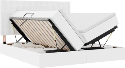 Image de Lit avec rangement et matelas Blanc pur 180 x 200 cm