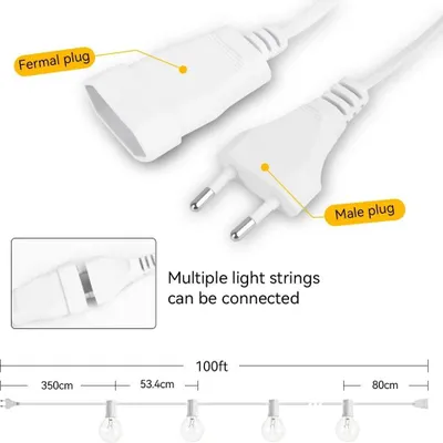 Zdjęcie produktu dla Wróżki LED, wodoodporne, różne opcje długości, 100FT, wtyczka EU