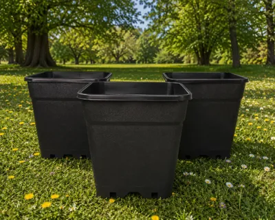 Produktbild von 3 x Topf 7 Liter viereckig schwarz - 20 x 20 x 25 cm Pflanztopf Pflanzkübel Blumentopf, KI-generiertes Bild