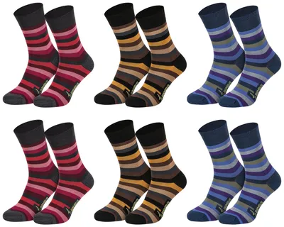 Tobeni 6 Paar Bambus-Socken ohne Gummi Damen Herren Business-Socken Block-Ringel