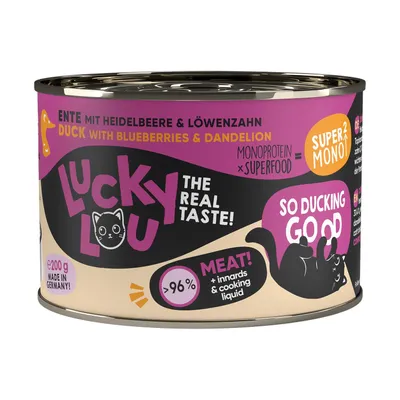 Produktbild von Lucky Lou Super Mono² Ente mit Heidelbeere & Löwenzahn