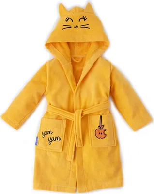 Produktbild von Milk&Moo Tombish Cat Kinder Samt Bademantel mit Kapuze, extra weicher Velours Morgenmantel für Mädchen und Jungen, langlebige Textur, orange, 2-4 Jahre