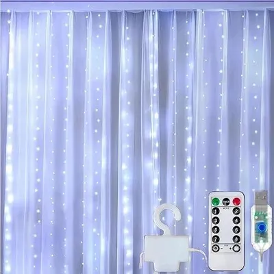 Zdjęcie produktu dla Kurtyna świetlna LED 300 diod kolorowa 8 trybów pilot timer USB dekoracja