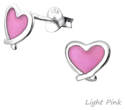 Produktbild von Kinder-Ohrstecker: 925 Silber Ohrringe „Herz“ Light Pink