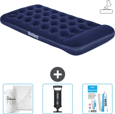Produktbild von Bestway Luftmatratze - 1 Person - 99 x 188 x 28 cm - Blau - Inklusive Zubehör