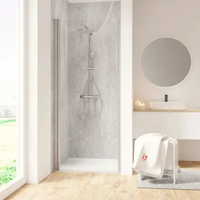 Produktbild von Duschtür in Nische mit Drehtür SCHULTE Garant 2.0 ExpressPlus 90 x 200 cm Profil aluminium Klarglas schmutzabweisende Gl