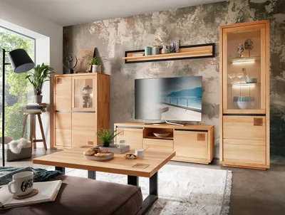 Produktbild von Wohnzimmer Komplett Set 5-teilig modern in massiver Buche WINCHESTER-69