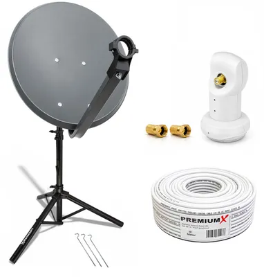 Produktbild von PremiumX Camping SAT Anlage 80cm ALU Antenne LNB Kabel F-Stecker Stativ