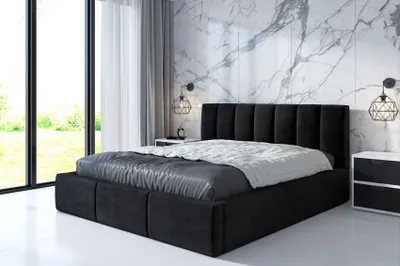 Produktbild von Polsterbett IGI -OM 160 x 200 mit Bettkasten. Farbe: Schwarz