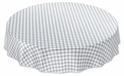Produktbild von ANRO Karo Klassik Grau Rund 120cm Wachstuch Tischdecke mit Saum