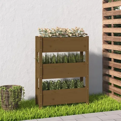 Image de Maison Exclusive - Bac à plantes brun miel 77x25x104,5 cm Bois massif Pin