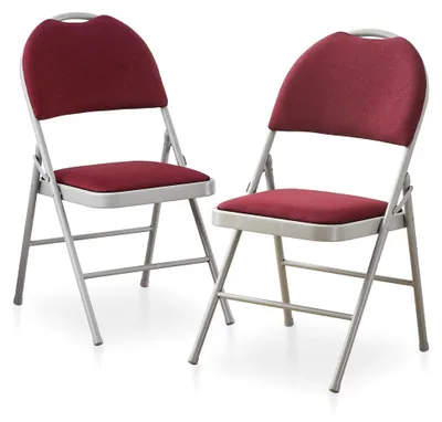 Produktbild von Klappstühle 2er Set, Rot, Gepolsterte Klappstühle mit erhöhter Rückenlehne, Stapelstühle für Garten, Balkon, Küche, Esszimmer und Büro