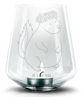 Produktbild von Mr. & Mrs. Panda Laterne Stinktier Mädchen - Transparent - Geschenk, Yoga, Windlicht Glas, Kerzenglas, Namaste, Teelichthalter, Raubtier, Stinker, Skunk, Kerzenhalter