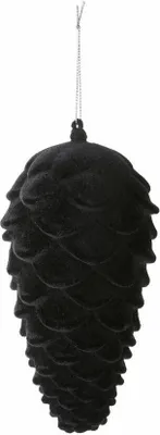Image de Gift Company Solna Pomme de pin, Floquée, Noël, Décoration, Décoration, Pendentif, Plastique, Noir, 19 cm, 1065701002