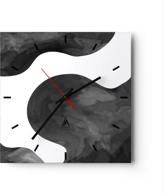 Produktbild von Wanduhr - Quadrat - Glasuhr - Abstraktion Form Figur - 30x30cm - Schleichendes Uhrwerk - Lautlos - zum Aufhängen bereit - Dekoration Modern - Wanddekoration aus Glas - C3AC30x30-5134