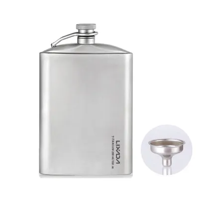 Obrázek produktu pro 260 ml titanová láhev, odolná proti úniku, vhodná pro alkohol, whisky, víno, pro outdoorové aktivity, kempování, cestování s batohem, výlety a pikniky