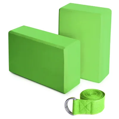 Produktbild von 2er EVA Yoga Bloecke 1er Baumwoll Yoga Gurt Stabilitaets Bloecke Yoga Gurt Set fuer Yoga Pilates Meditation