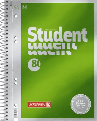 Produktbild von BRUNNEN Collegeblock Premium Student | A5, unliniert, 80 Blatt, grün