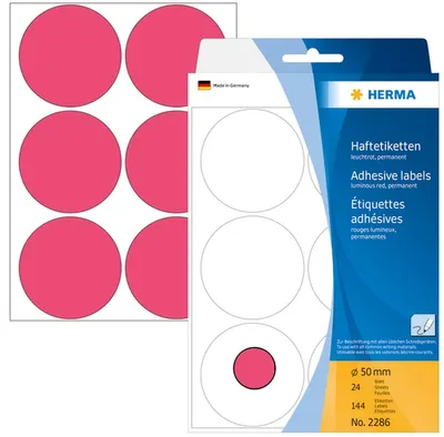 Produktbild von Vielzweck-Etiketten 50mm leuchtrot VE=10x144 Stück