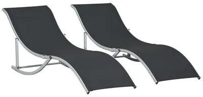 Produktbild von Set aus 2 klappbaren Gartenliegen aus Aluminium und Textilene, 61 x 165 x 63 cm, schwarz