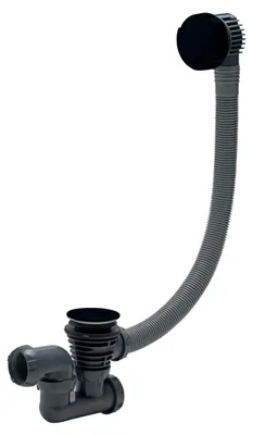 Badewannen-Abflussset, L 700 mm, schwarz, inkl. Siphon