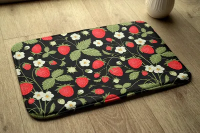 Produktbild von Badteppich Saugfähige - Badezimmer Teppich - Rutschfester Badvorleger Badematte - 90x60 cm - Erdbeeren