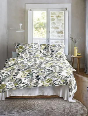 Produktbild von Irisette Mako-Satin Bettwäsche-Garnitur Wave 8623 Farbe salbei Größe 155x200+80x80